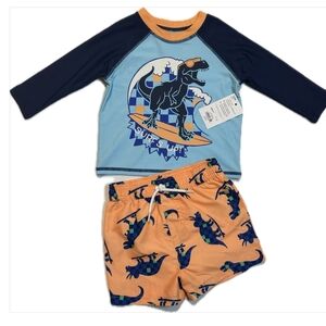 Dinosaur Surf Kids Swim Set - Blue and Orange